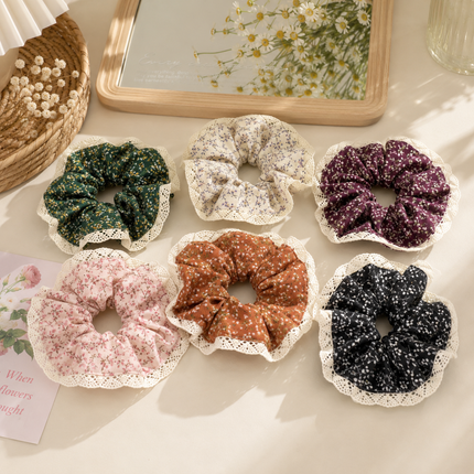 12 Scunchie Coletero Vintage Hermoso Flores y Bordado $9.5 c/u