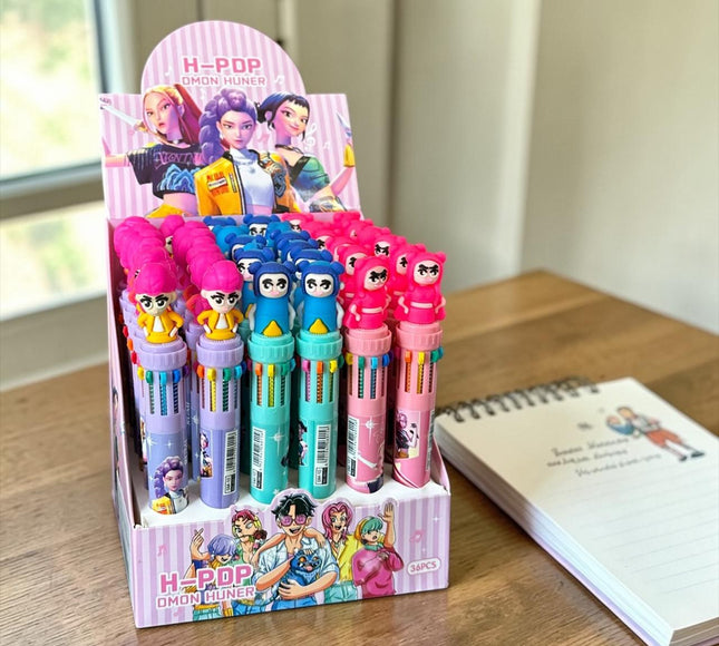 36 Lapiceros Guerreras K-Pop Multitintas con Figura 3D $9.5 c/u