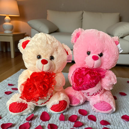 Oso de Peluche con Ramo "Love" Rosa/Beige