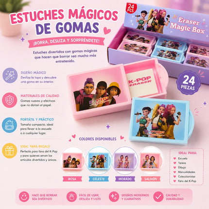 24 Estuche Huntrix Magico con Goma/Borrados $6.75 c/u