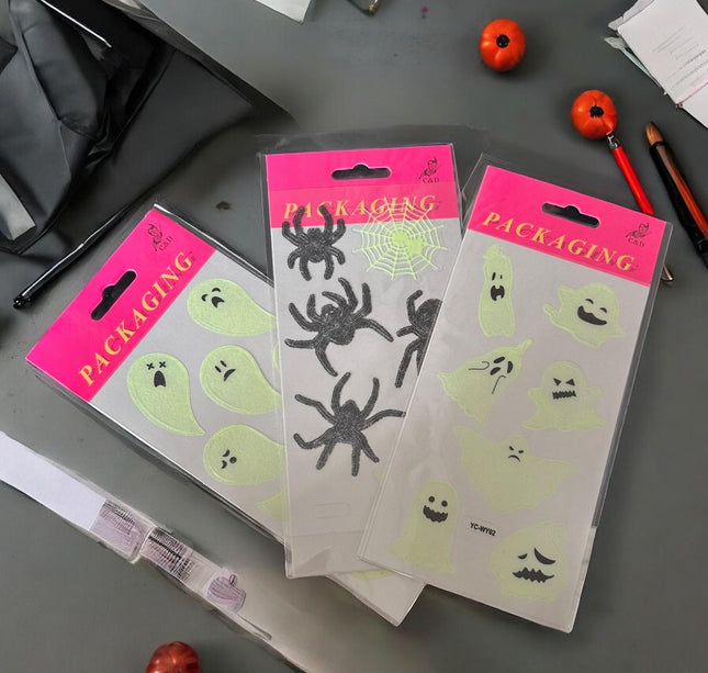 12 Stickers Fantasmas Halloween Fluorecentes $5.5 c/u