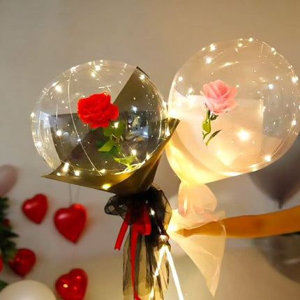 3 Globos Burbuja con Rosas y Luz de Hadas $35 c/u