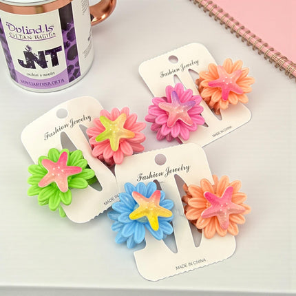 12 Pinzas Florecitas Marinas Colores $4.5 c/u