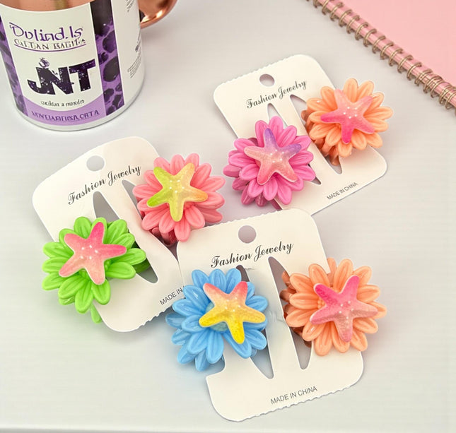 12 Pinzas Florecitas Marinas Colores $4.5 c/u