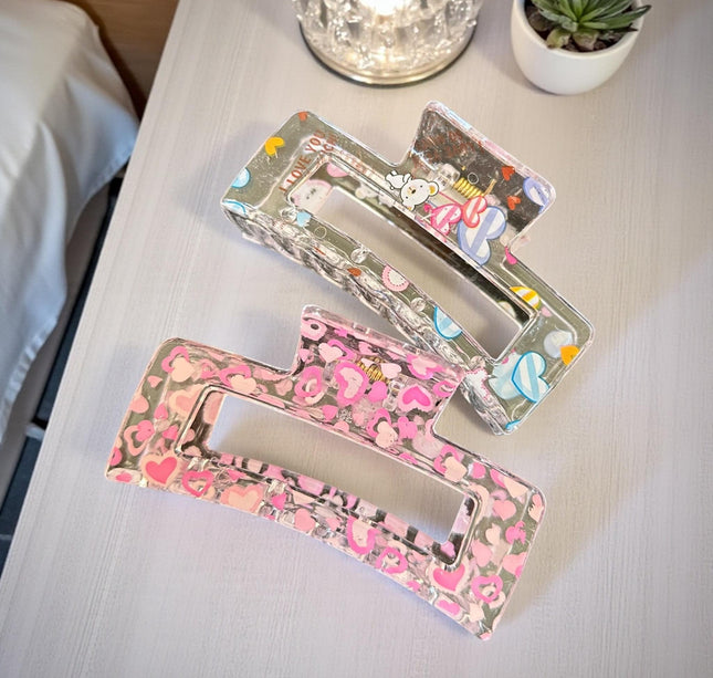 12 Pinzas para Cabello San Valentin Corazones $6.2 c/u