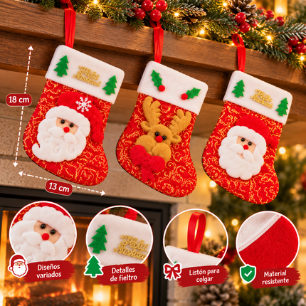 12 Botitas Navideñas Colgantes para Decorar $13.5 c/u