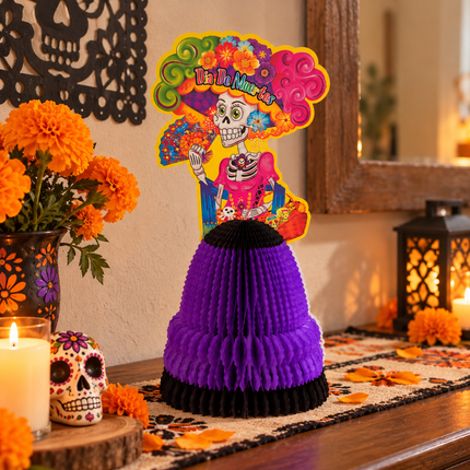 Catrina Mexicana de Papel con Falda Panal – 28 cm "Día de Muertos"
