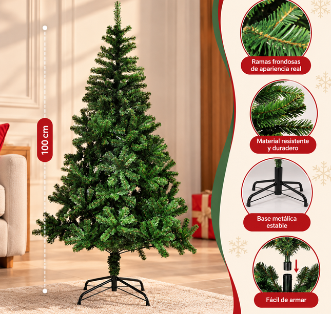 Arbolito Navideño de 100cm de Alto con Base