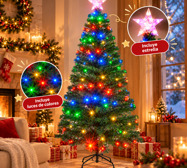 Árbol Navideño Mágico con Luces y Estrella Inlcuidos de 210cm