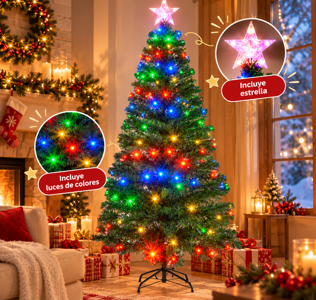 Árbol Navideño Mágico con Luces y Estrella Inlcuidos de 210cm