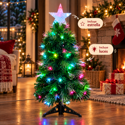 Arbol de Navidad con luces Fibra y estrela incluidad 60cm