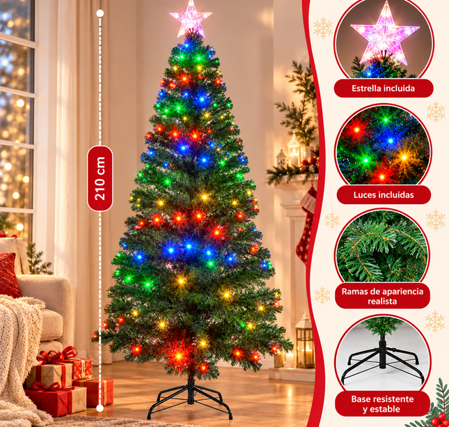Árbol Navideño Mágico con Luces y Estrella Inlcuidos de 210cm