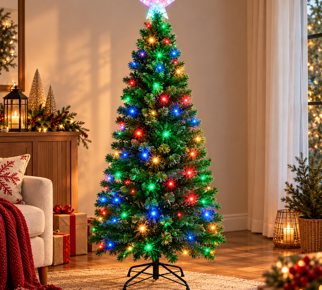 Arbol de Navidad con luces Fibra y estrella incluidas 180cm