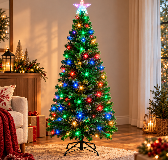 Arbol de Navidad con luces Fibra y estrella incluidas 180cm