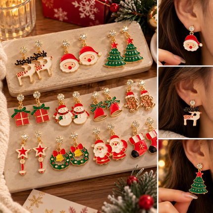 36 Aretes "Zirconia" Navideños con Pedreria $7.8 c/u