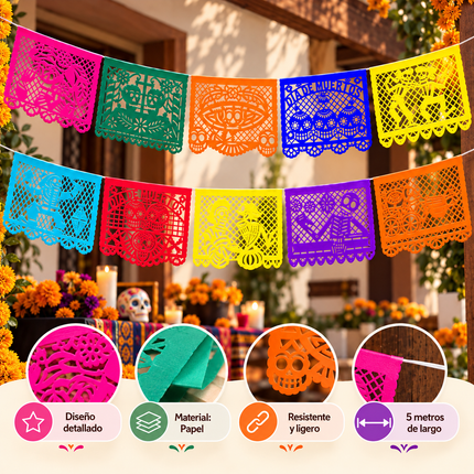 Enramada de Papel Picado Dia de muertos 5M