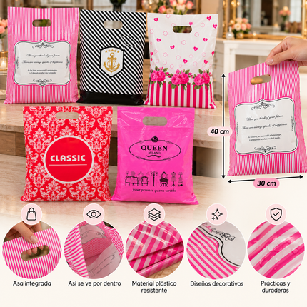 100 Bolsas tipo Boutique de Diferentes diseños $1.2 c/u