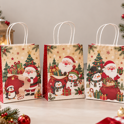 12 Bolsas Navideñas de Papel $5.5 c/u