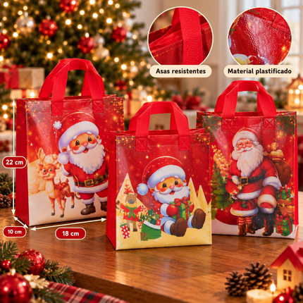 12 Bolsas Navideñas Plastificadas $5.9 c/u