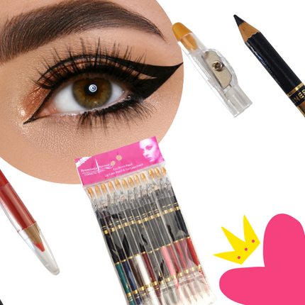 12 Lapices Delineadores Negro Y Color $6 c/u