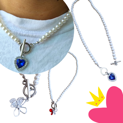 12 Collares de Perlas Hermosos Dijes $19.09 c/u