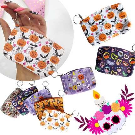 12 Monederos Brujita Diseños Halloween $6.3 c/u