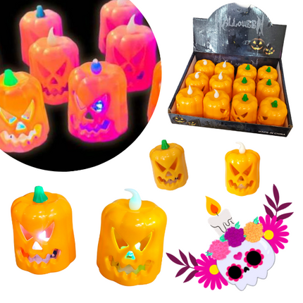 12 Lampará calabaza con luz $12.5 c/u