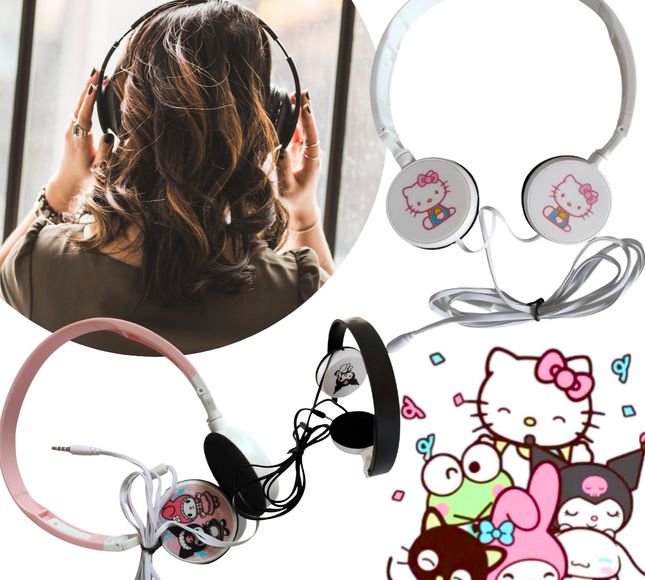 6 Audífonos de Diademas Sanrio Kitty $35 c/u