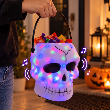 Craneo Dulcero de Plastico con Luces y Sonido "Halloween"