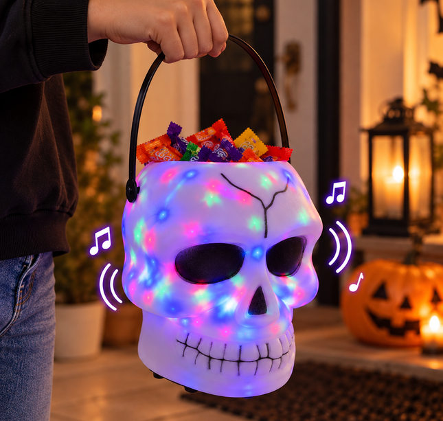 Craneo Dulcero de Plastico con Luces y Sonido "Halloween"
