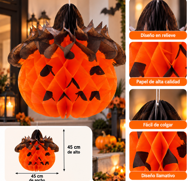 Calabaza de Papel 45 cm – Decoración Halloween