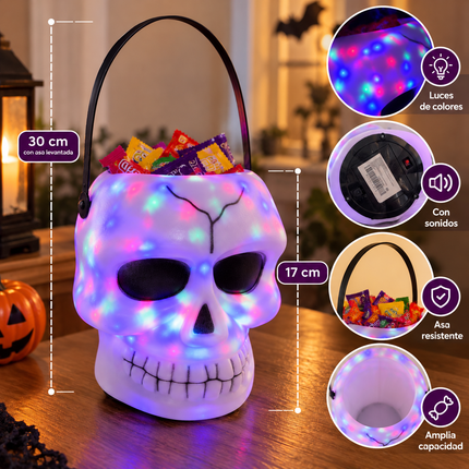Craneo Dulcero de Plastico con Luces y Sonido "Halloween"