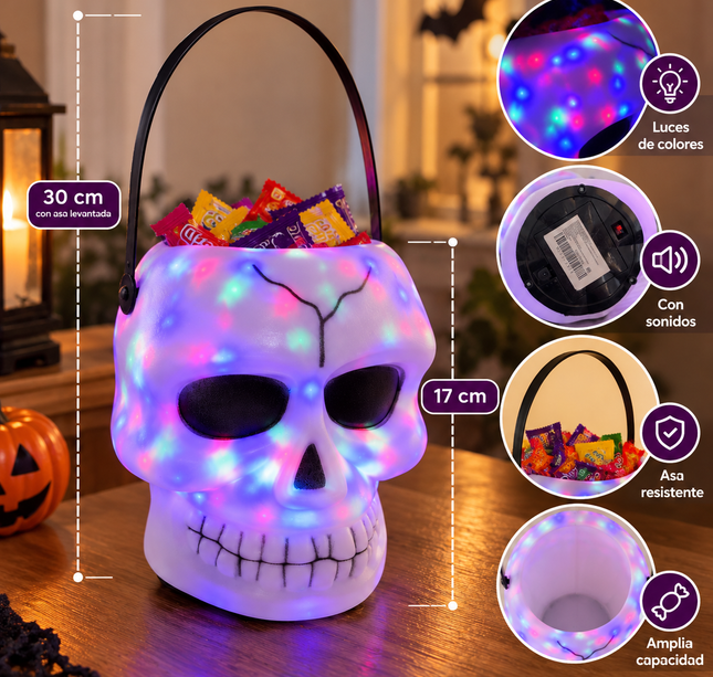 Craneo Dulcero de Plastico con Luces y Sonido "Halloween"