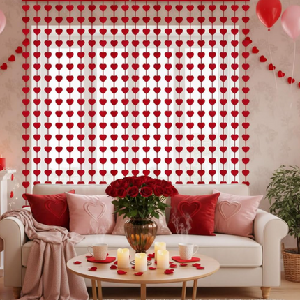 12 Cortina Corazones "San Valentin" para Decorar $14.5 c/u