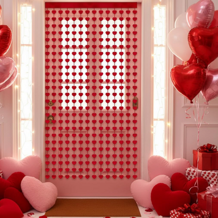 12 Cortina Corazones "San Valentin" para Decorar $14.5 c/u