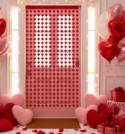 12 Cortina Corazones "San Valentin" para Decorar $14.5 c/u