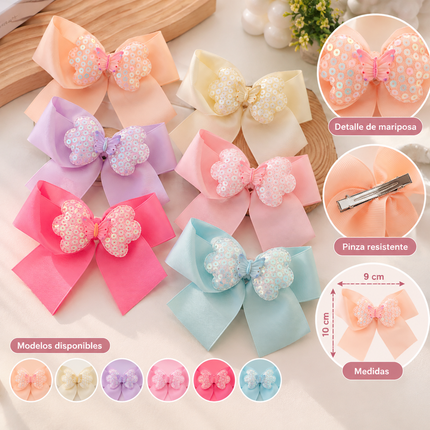12 Pinzas Moños con Mariposa $7 c/u