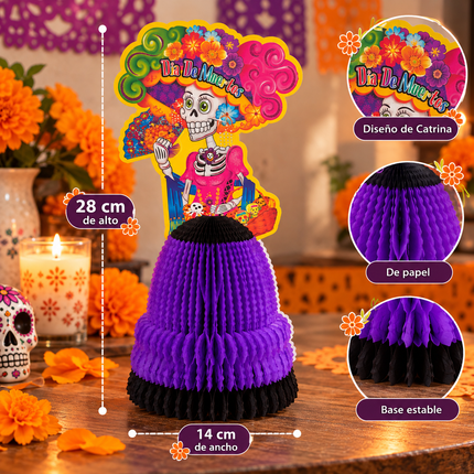 Catrina Mexicana de Papel con Falda Panal – 28 cm "Día de Muertos"