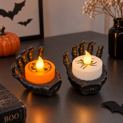 6 Manitas Hallowen con Velias Ojos/Araña $20 c/u