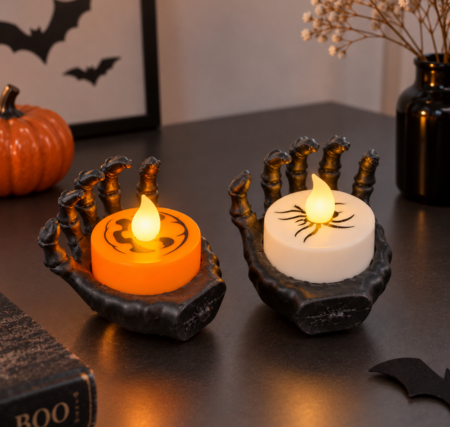 6 Manitas Hallowen con Velias Ojos/Araña $20 c/u