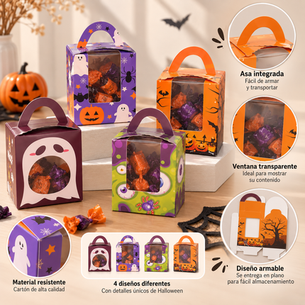 12 Caja para Dulceros Halloween con Ventana $5.5 c/u