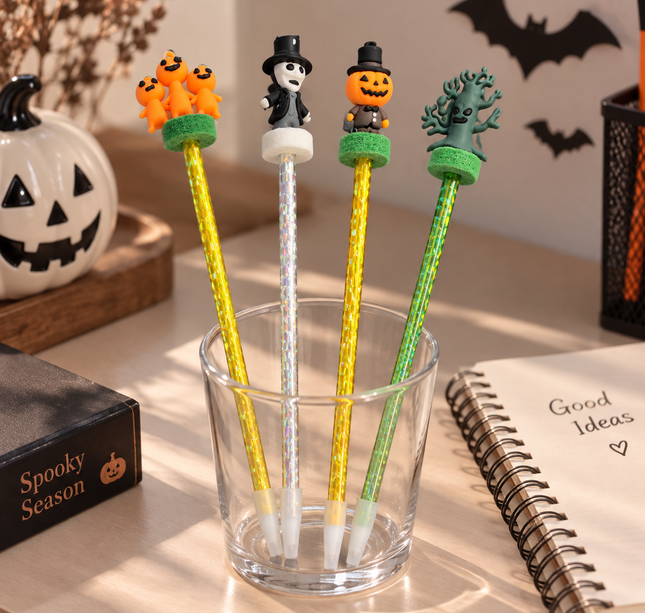 12 Lapiceros Halloween con figura 3D $7 c/u