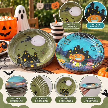 5 Bolsas de 10 Platos Desechables Halloween $15 c/u