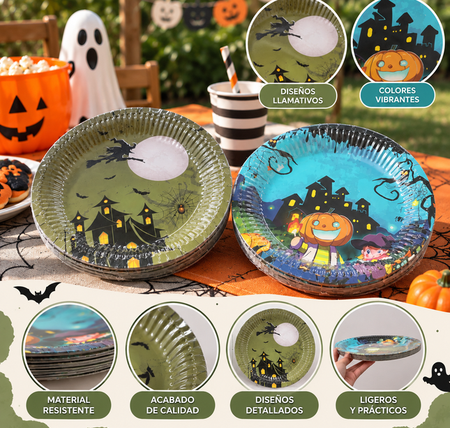 5 Bolsas de 10 Platos Desechables Halloween $15 c/u