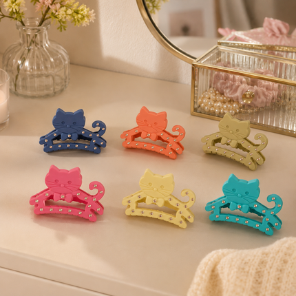 12 Pinzas Gatito con Pedreria Hermosa $10 c/u