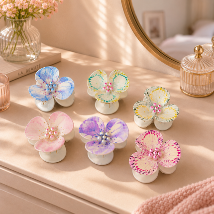 12 Pinzas Orquideas Colores $9.5 c/u