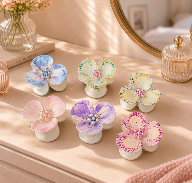 12 Pinzas Orquideas Colores $9.5 c/u