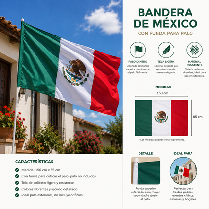 3 Banderas de México 150cm * 85cm $45 c/u