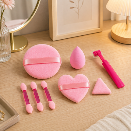 12 Bolsitas de Esponjas para Maquillaje, Perfilador y Aplicadores Corazon $14.5 c/u
