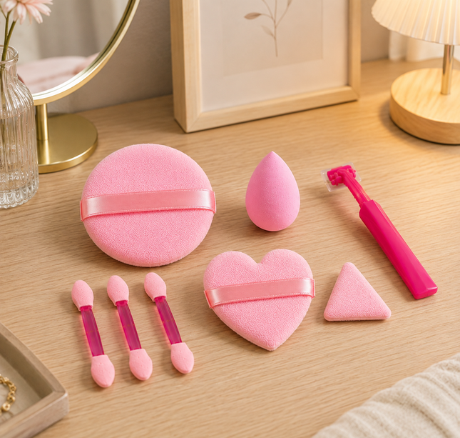 12 Bolsitas de Esponjas para Maquillaje, Perfilador y Aplicadores Corazon $14.5 c/u